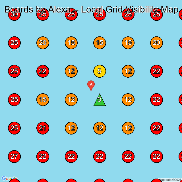Boards by Alexa GeoGrid visibility map for Food Manufacturer in None